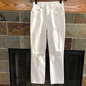 PACSUN White Distressed Mom Jeans, Worn 1x, 22”